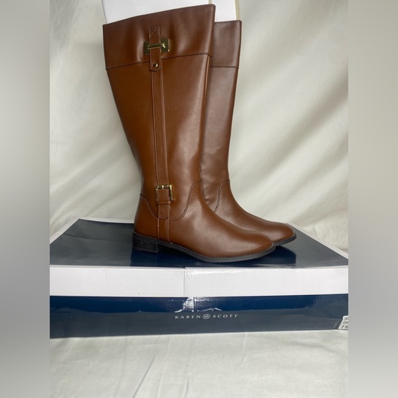 Karen Scott Deliee2 Cognac Wide Calf Boots 7M New - Picture 3 of 9